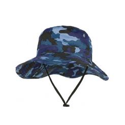 Blue Camo Bucket Hat With String